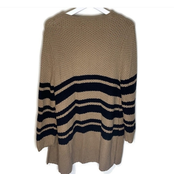 Talbots Womens Chunky Knit Striped Duster Cardigan Sweater Size L - Picture 3 of 9